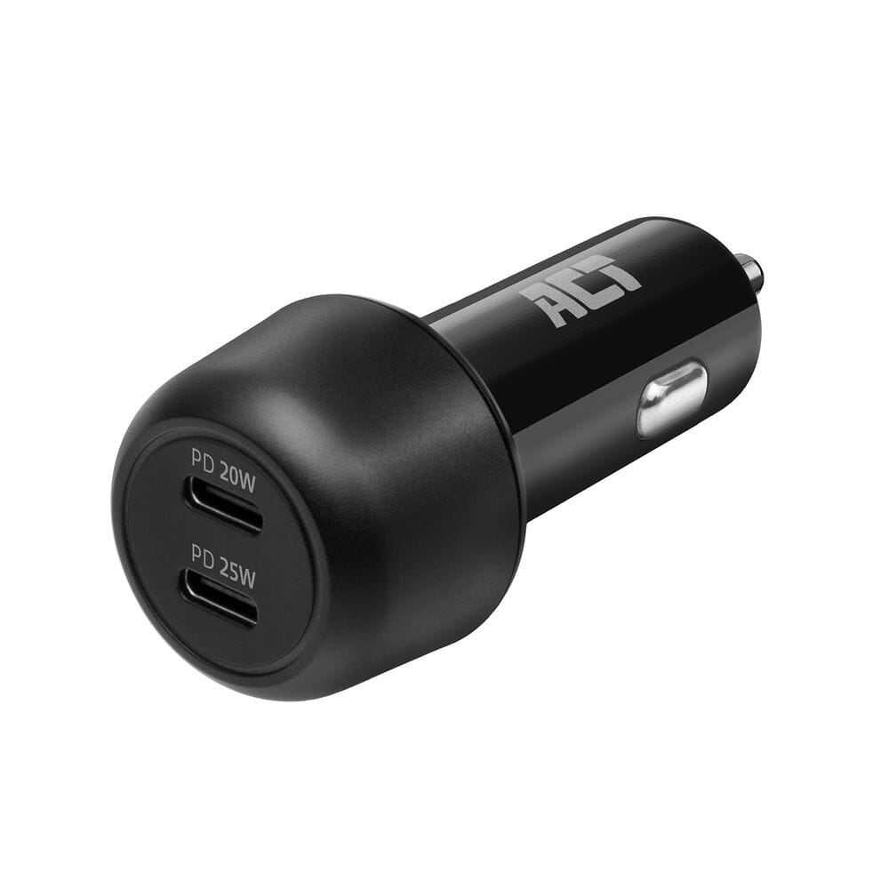 ACT 2-poorts USB-C Fast Charge Autolader 45W (AC2200)