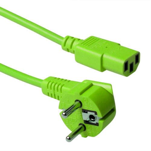 ACT 230V aansluitkabel schuko male (haaks) - C13 groen 1.2 m (AK5137)