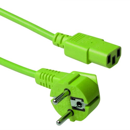 ACT 230V aansluitkabel schuko male (haaks) - C13 groen 1.8 m (AK5138)