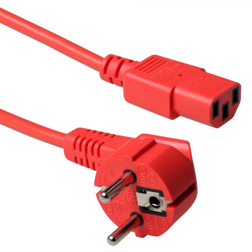 ACT 230V aansluitkabel schuko male (haaks) - C13 rood 1.8 m (AK5130)