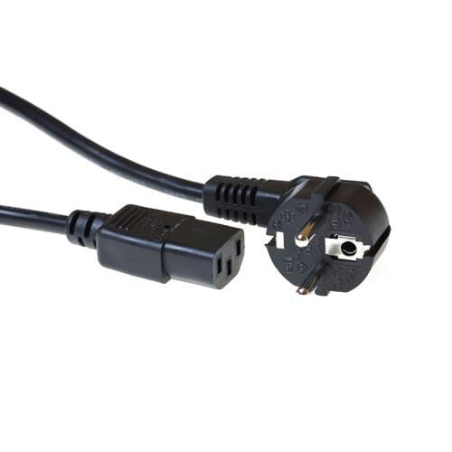 ACT 230V aansluitkabel schuko male (haaks) - C13 zwart 1 m (AK5146)