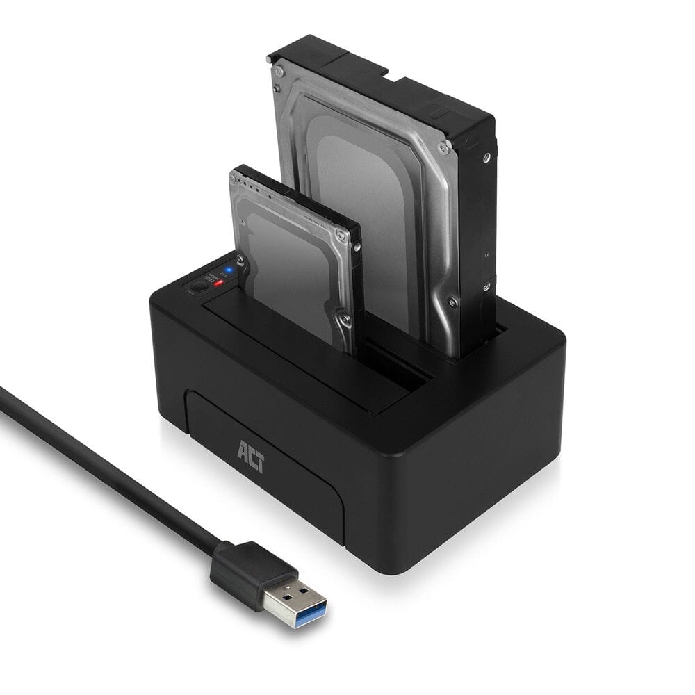 ACT 2,5 en 3,5 inch SATA Dual harde schijf dock USB 3.2 Gen1 (AC1504)