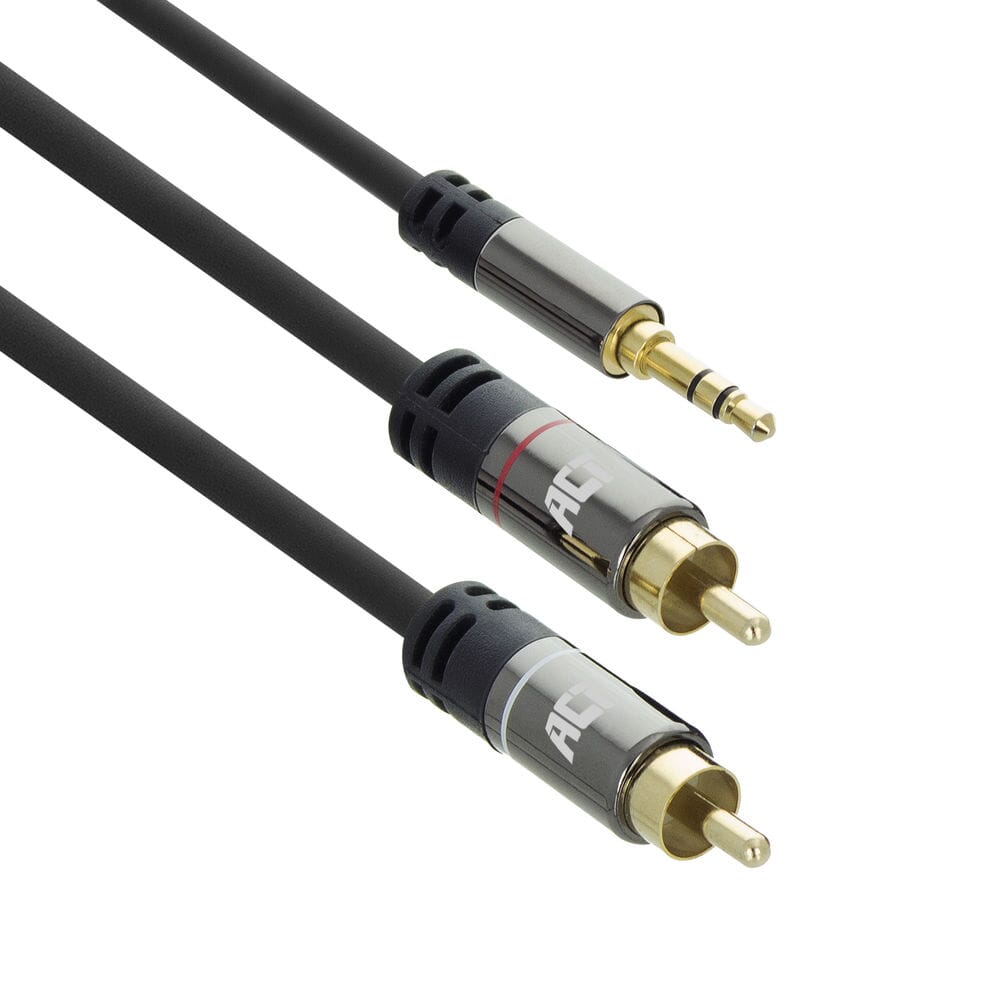 ACT 5 meter HQ audio 1x 3,5mm jack male - 2x tulp male (AC3607)
