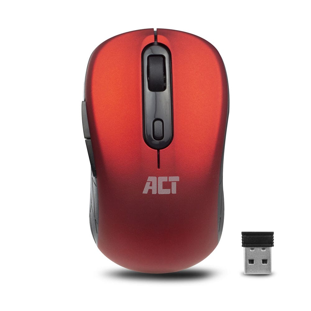 ACT Draadloze muis, USB nano-ontvanger, 1600 dpi, rood (AC5135)