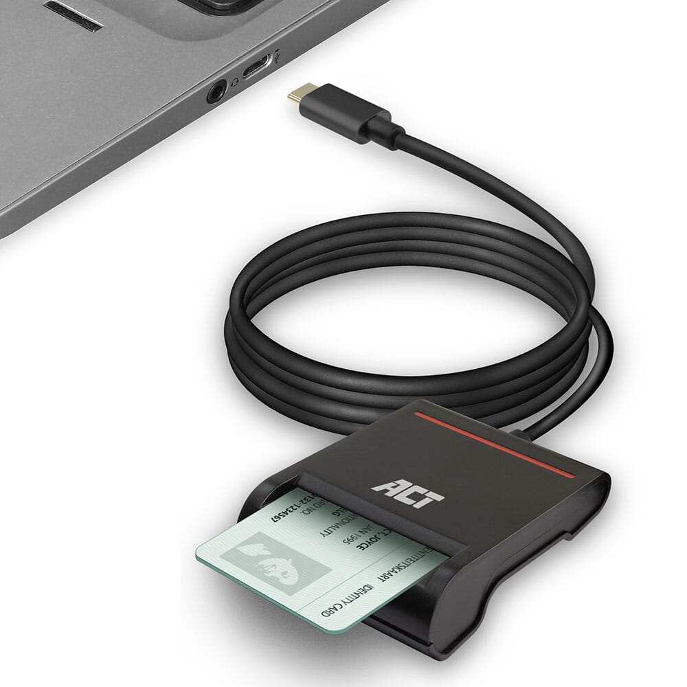 ACT Externe USB-C Smartcard eID Kaartlezer, zwart (AC6020)