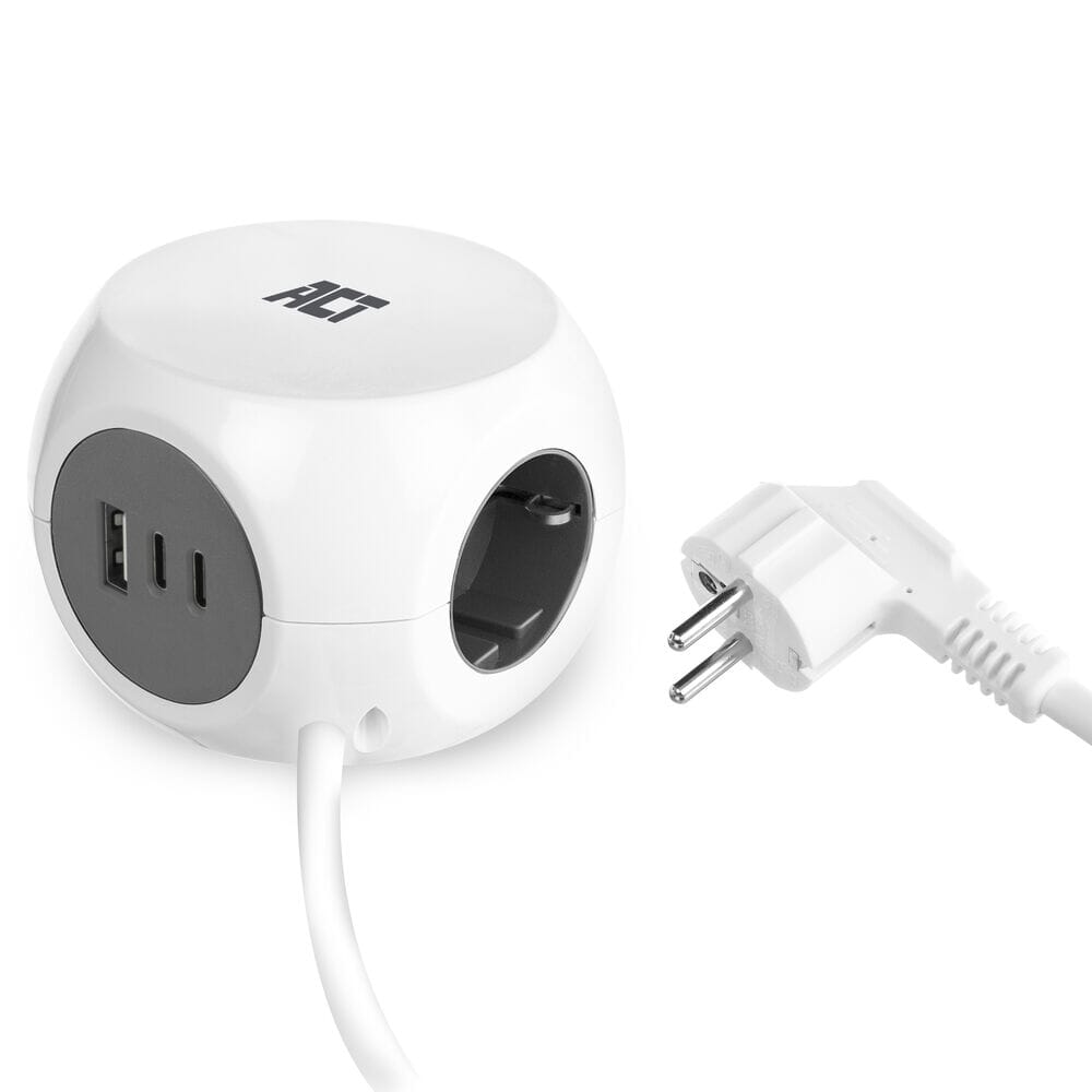 ACT Power strip cube with 3 sockets (type F), 30W PD (AC2420)