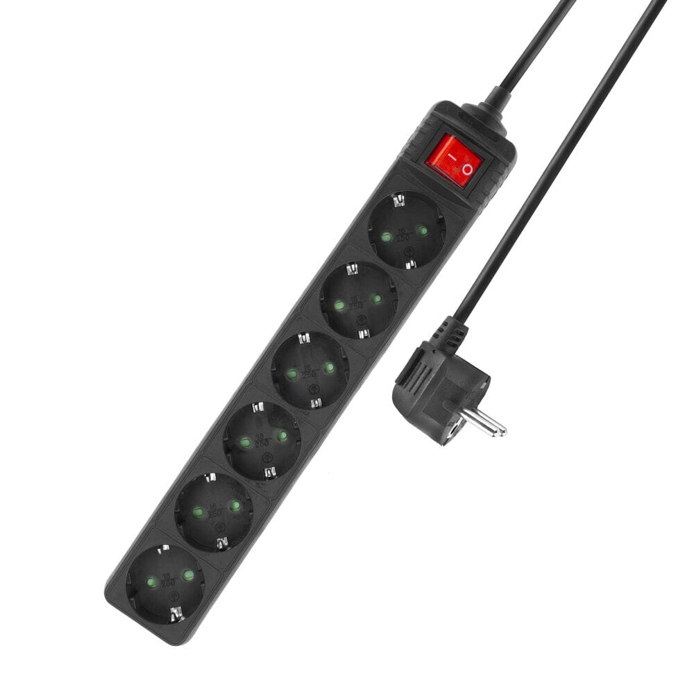 ACT Stekkerdoos met lichtgevende schakelaar, 6 sockets, 3 m (AC2465)