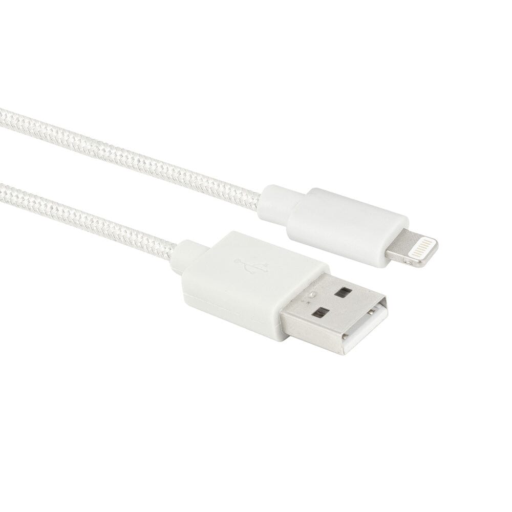 ACT USB A naar Lightning laad- en datakabel 1m nylon - wit (AC3092)