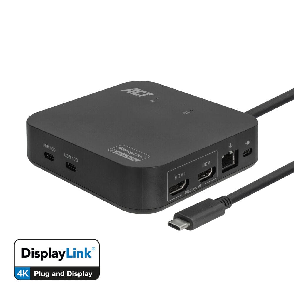ACT USB-C Docking Station 4K, voor 2 monitoren (AC7150)