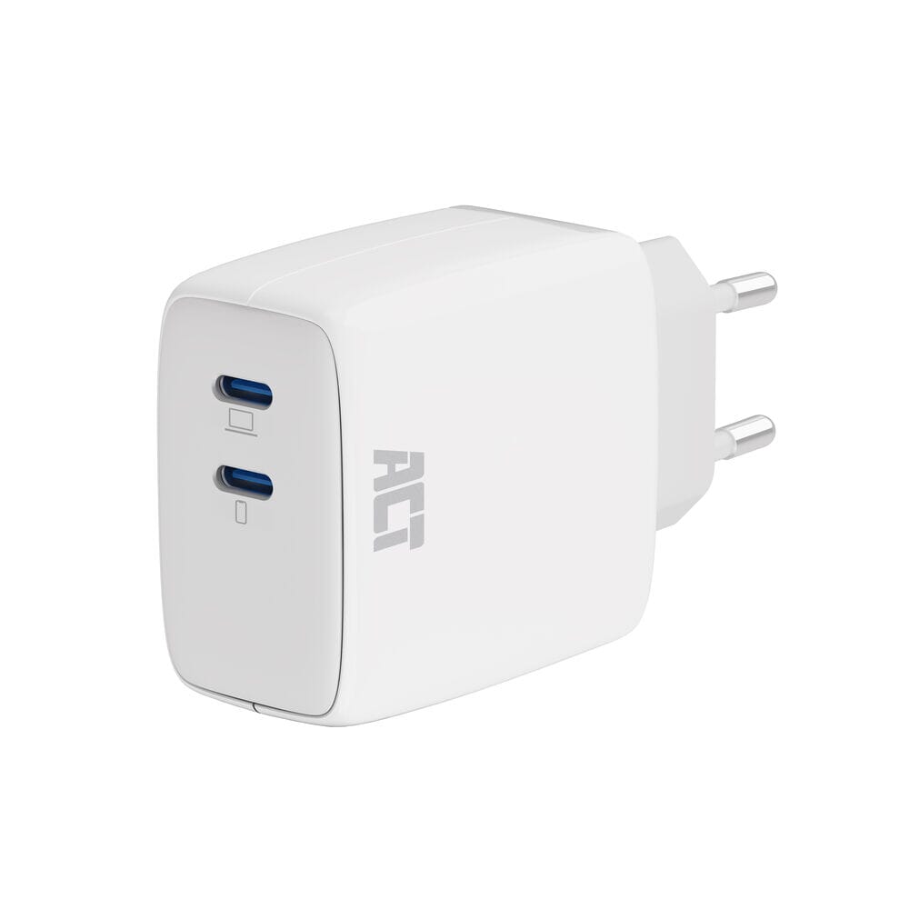 ACT USB-C Lader 65W 2-poorts PD PPS en GaNFast (AC2165)