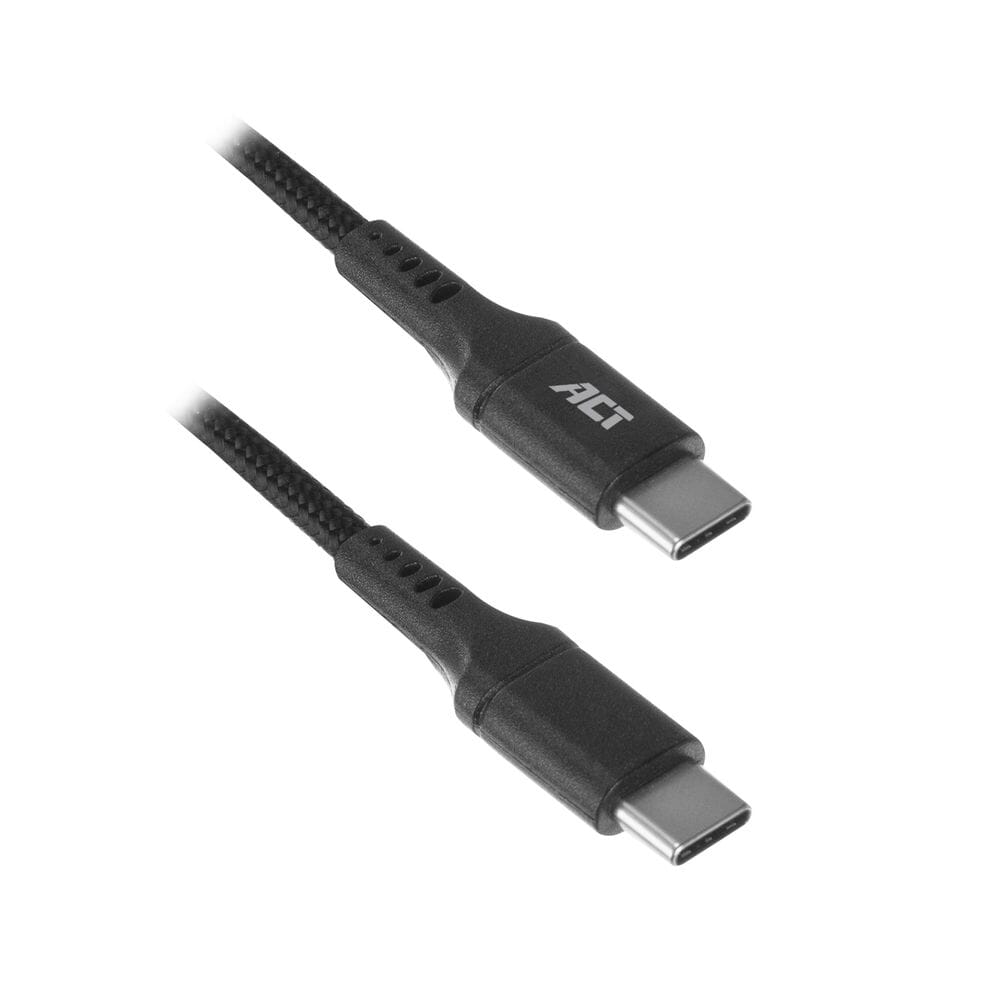 ACT USB-C male naar USB-C male laad- en datakabel 1m nylon (AC3096)