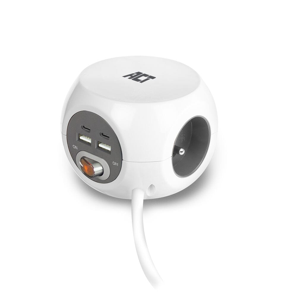 ACT Vierkante stekkerdoos (PDU) met 3 sockets type E 1,5m (AC2435)
