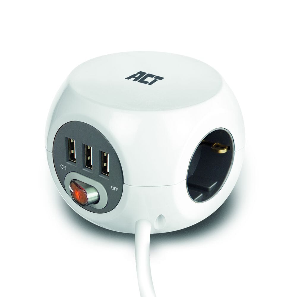 ACT Vierkante stekkerdoos (PDU) met 3 sockets type F 3m (AC2410)