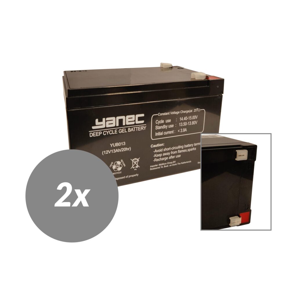 Yanec Gel Accu 12V 13Ah Vervangingsset (Excl. Kabels) (YUB013-2)