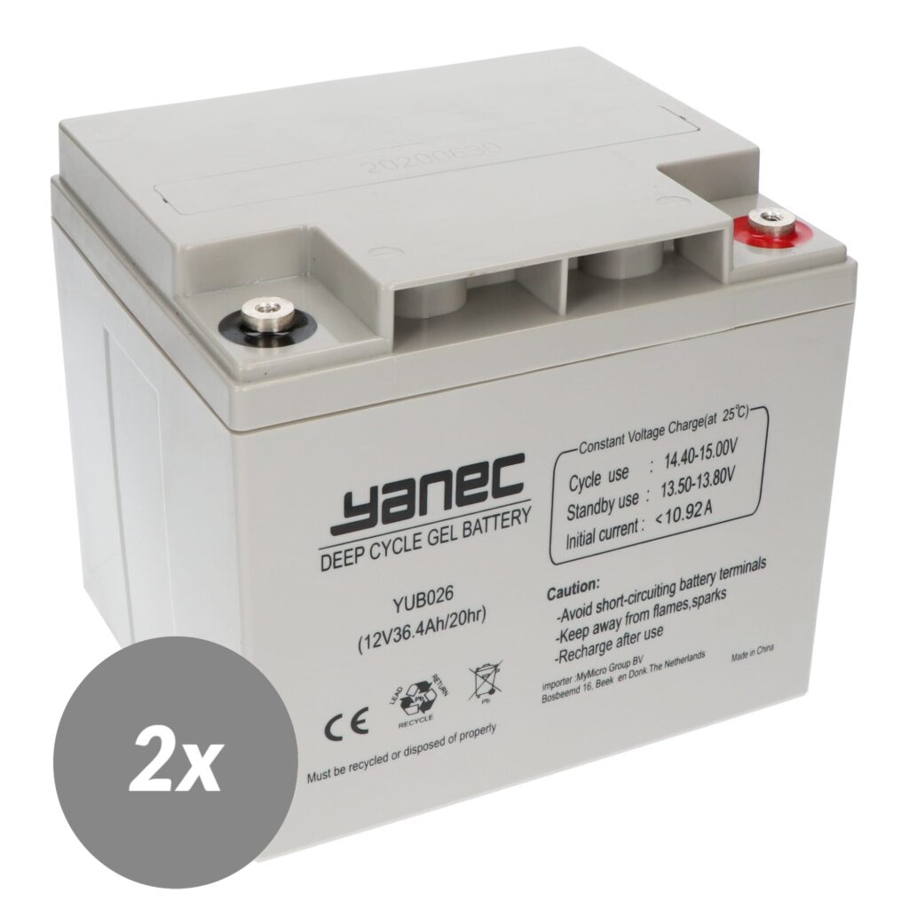 Yanec Gel Accu 12V 36.4Ah Vervangingsset (Excl. Kabels) (YUB026-2)
