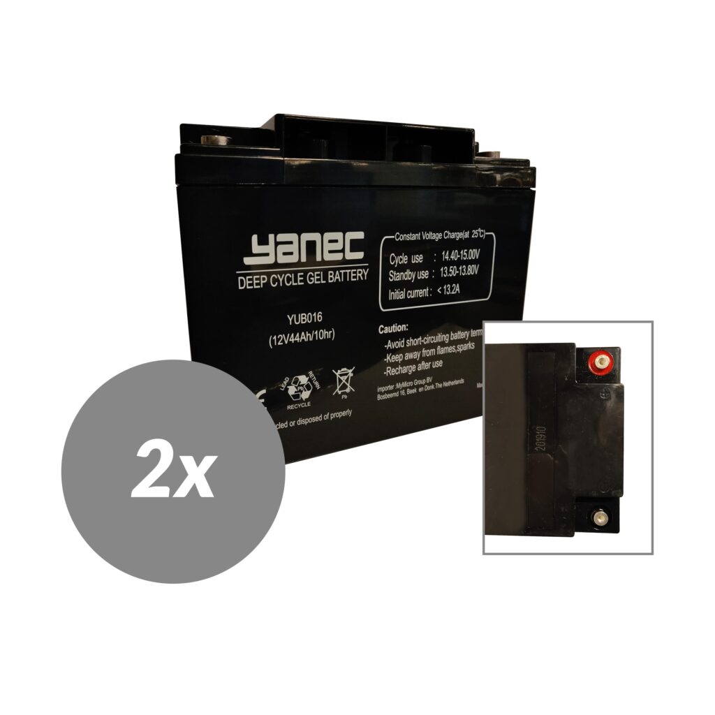 Yanec Gel Accu 12V 44Ah Vervangingsset (Excl. Kabels) (YUB016-2)