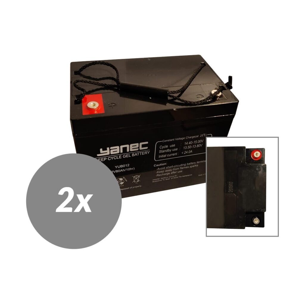 Yanec Gel Accu 12V 80Ah Vervangingsset (Excl. Kabels) (YUB012-2)